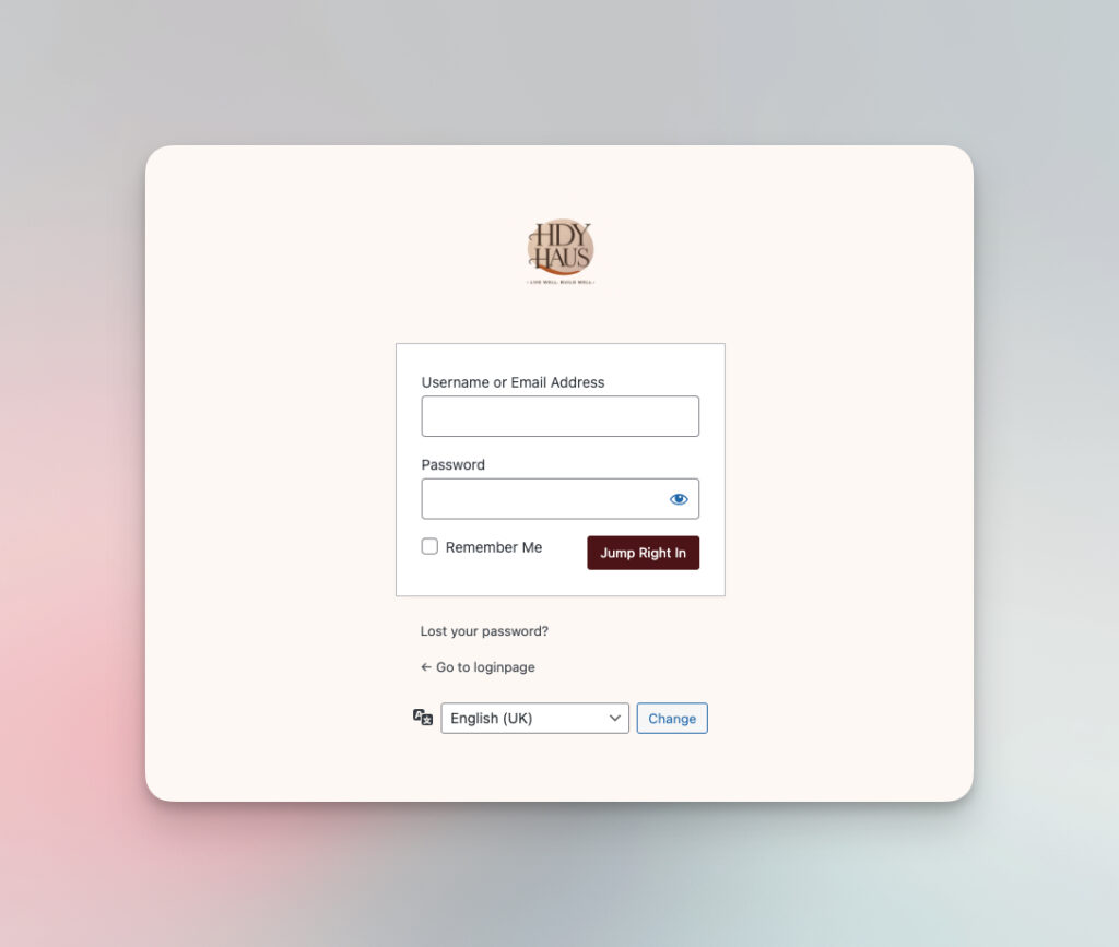 HDY Custom Login Logo Page Screenshot for the WordPress Login