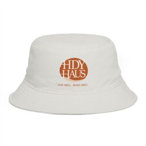 HDY HAUS Embroidered Bucket Hat — 'Live Well. Build Well.' Brown Streetwear Cap