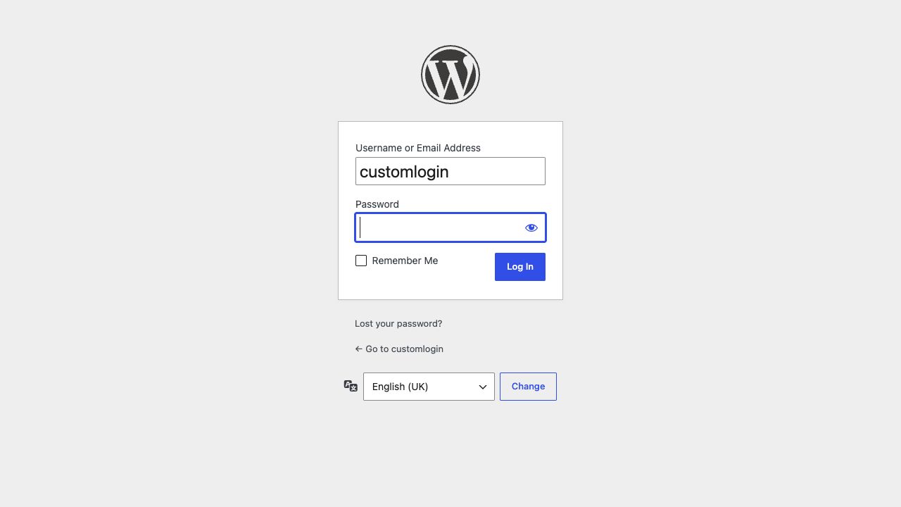 Default WordPress login screen before using HDY Login Branding